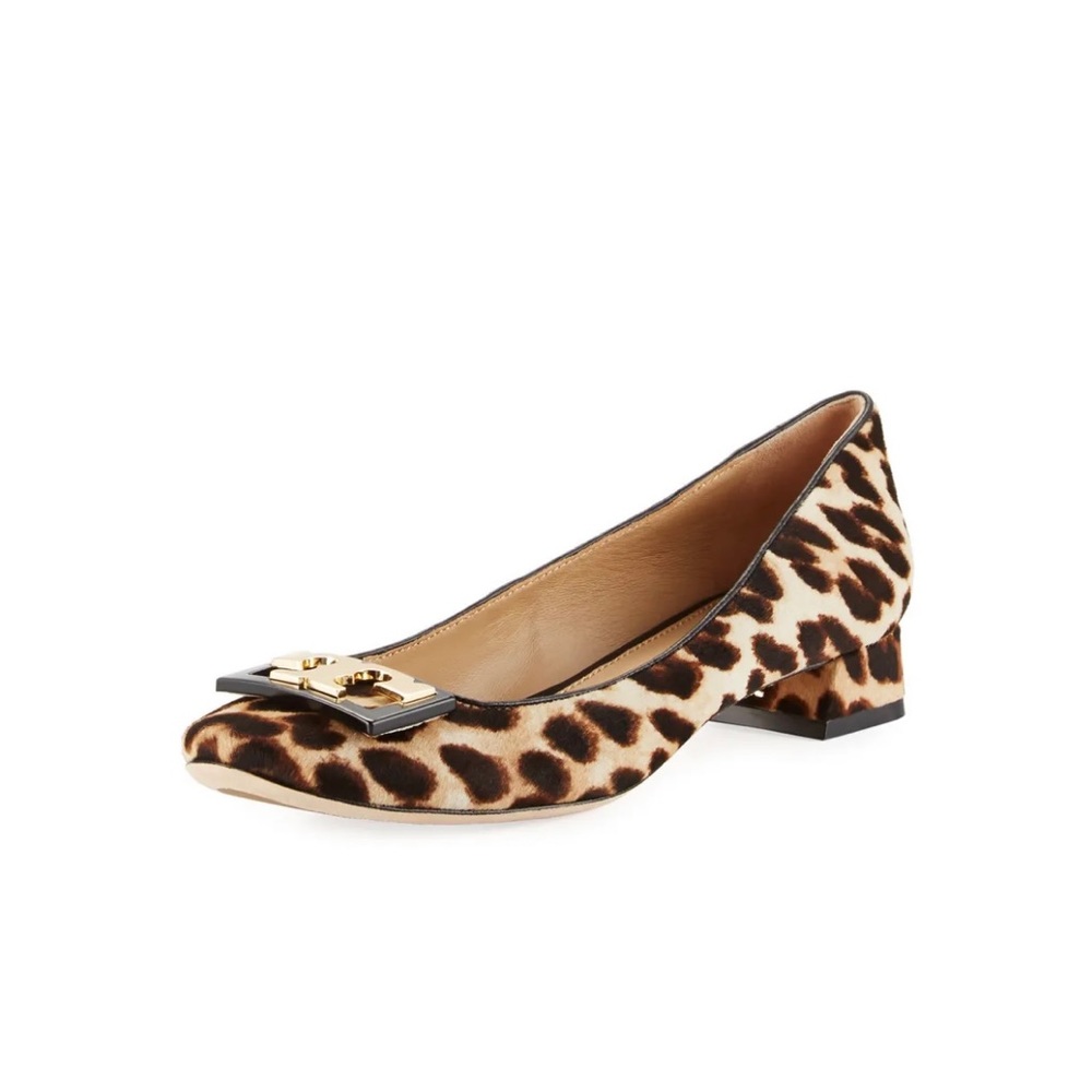Tory Burch Gigi Logo 25mm Pumps Shoes NATURAL LEOPARD Size 11